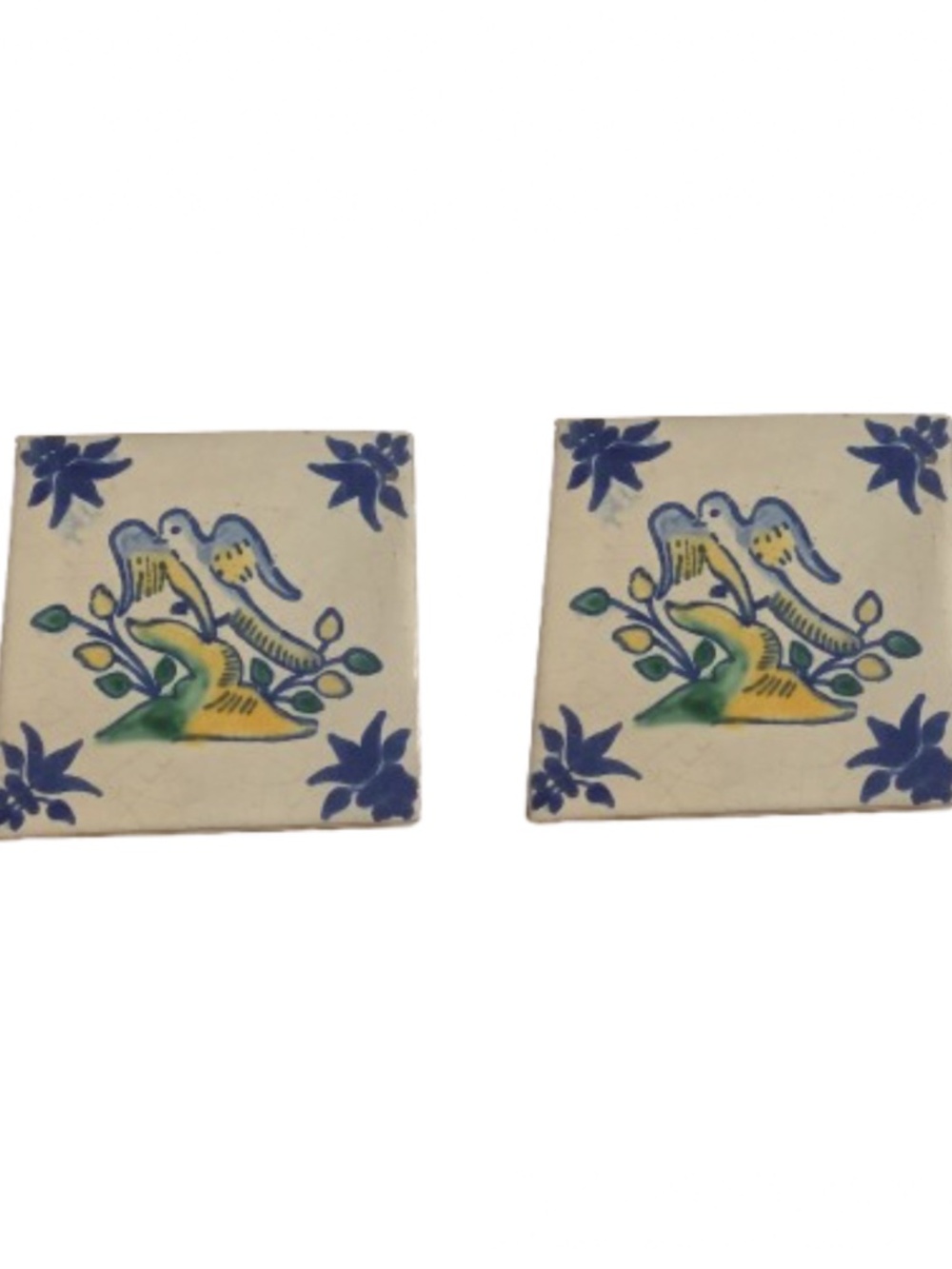 Colorful Mexican Bird - Talavera Tile Coasters- Set of 2
